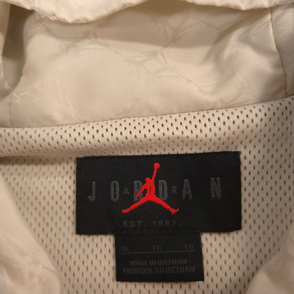 Jordan Brooklyn Hooded Draft Jacket Mens XL Beige Jumpman Jacquard Loose Fit NEW